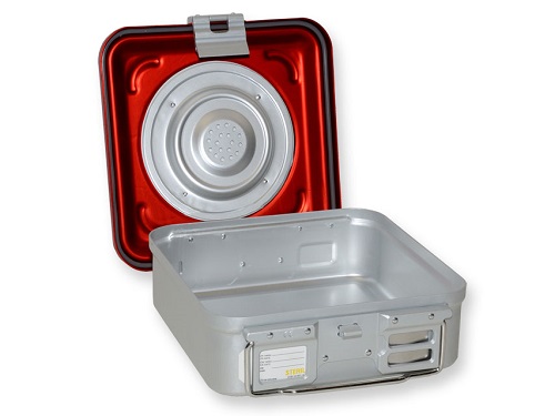 B.S Sterilization Container Small Red  One Valve